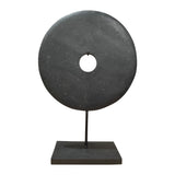 Lilys 12" Atrani Black Marble Disk With Stand .. 8534B-M