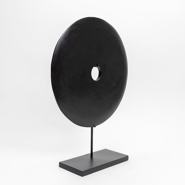 Lilys 12" Atrani Black Marble Disk With Stand .. 8534B-M