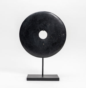 Lilys 12" Atrani Black Marble Disk With Stand .. 8534B-M