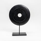 Lilys 12" Atrani Black Marble Disk With Stand .. 8534B-M