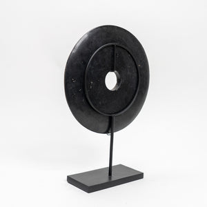 Lilys 12" Atrani Black Marble Disk With Stand .. 8534B-M