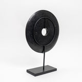 Lilys 12" Atrani Black Marble Disk With Stand .. 8534B-M