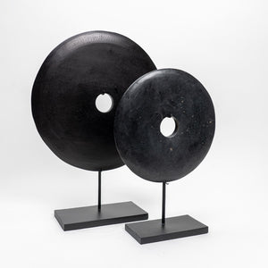 Lilys 12" Atrani Black Marble Disk With Stand .. 8534B-M