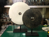 Lilys 12" Atrani Black Marble Disk With Stand .. 8534B-M