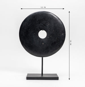 Lilys 12" Atrani Black Marble Disk With Stand .. 8534B-M