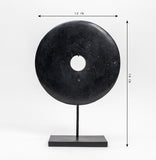 Lilys 12" Atrani Black Marble Disk With Stand .. 8534B-M