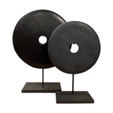 Lilys 16" Atrani Black Marble Disk With Stand .. 8534B-L