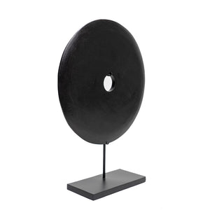 Lilys 16" Atrani Black Marble Disk With Stand .. 8534B-L