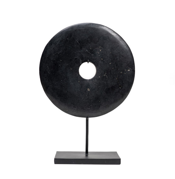 Lilys 16" Atrani Black Marble Disk With Stand .. 8534B-L