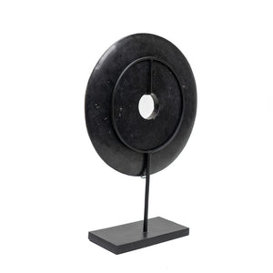 Lilys 16" Atrani Black Marble Disk With Stand .. 8534B-L