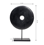 Lilys 16" Atrani Black Marble Disk With Stand .. 8534B-L