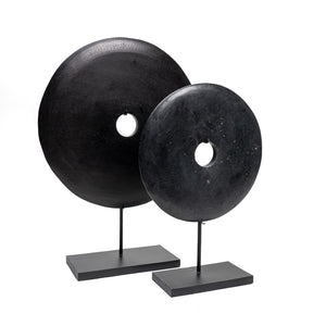 Lilys 16" Atrani Black Marble Disk With Stand .. 8534B-L