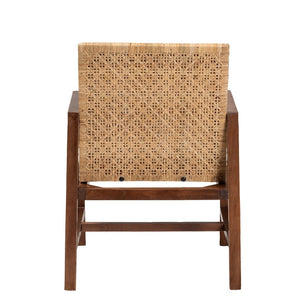 English Elm Bohemian Rattan Acacia Wood Accent Chair Geometric Weave Cushioned Seat Honey Finish B2750P467741