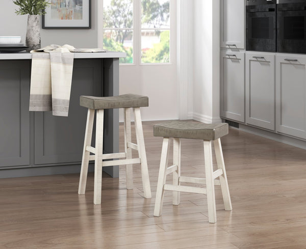 English Elm Transitional Counter Height Stools Set of 2 — 24" Rustic Accent Solid Rubberwood Seats for Islands Coffee,White 39.75 L x 20 W x 9.25 H B011P284440