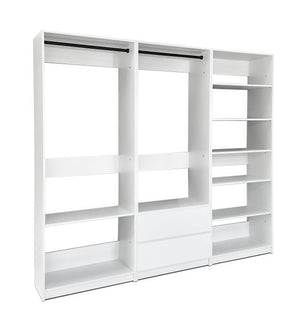 English Elm Prosper Freestanding White Walk-In Wood Closet System – Durable Melamine Oak Finish, Ample Modular Storage B040S00141
