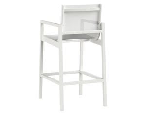 Sunpan Merano Barstool - Modern Aluminum Frame with Breathable Mesh Back for Stylish Comfort and Durability White