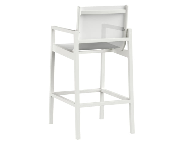Sunpan Merano Barstool - Modern Aluminum Frame with Breathable Mesh Back for Stylish Comfort and Durability White