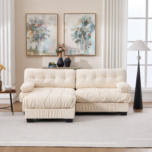 English Elm Modular Cloud Sectional with Ottoman Deep Seat Flannelette Sofa for Living Room Beige W2120S00025