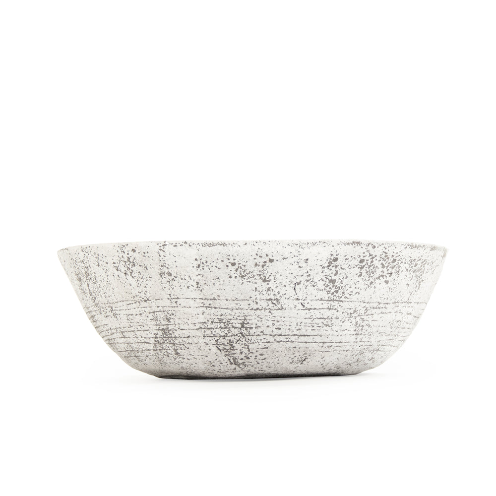 Distressed Off-White / Brown Bowl (8537L A722) Zentique