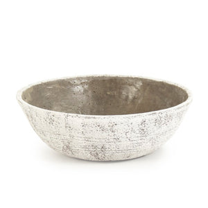 Zentique Distressed Terracotta Bowl with Off-White & Brown Glaze — Rustic Farmhouse Accent for Home Decor W17.5 x H6 x D17.5 8537L A722