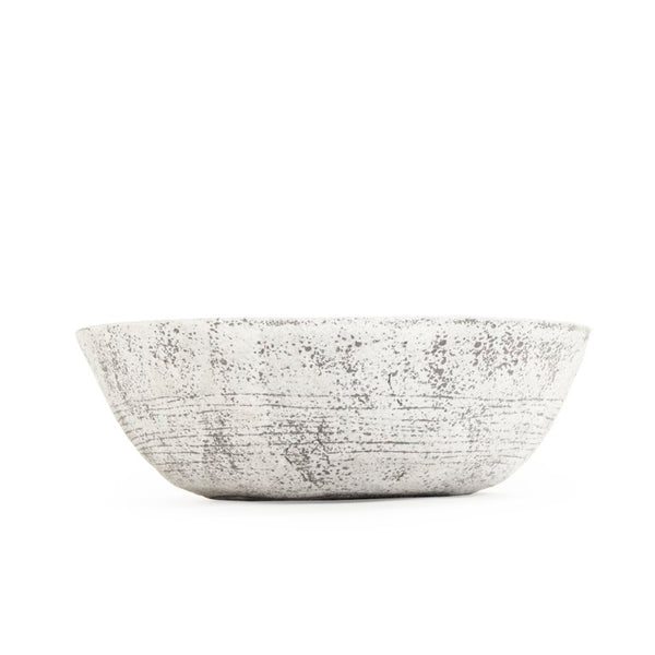Zentique Distressed Terracotta Bowl with Off-White & Brown Glaze — Rustic Farmhouse Accent for Home Decor W17.5 x H6 x D17.5 8537L A722