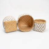 Lilys Set Of 3 Beaded Bamboo Baskets 12X12X9H 8539