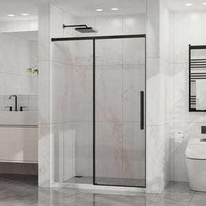 English Elm Goodyo 48" W X 72" H Sliding Shower Door - Modern Semi-Frameless Design With Easy-Clean Glass Finish D163118747