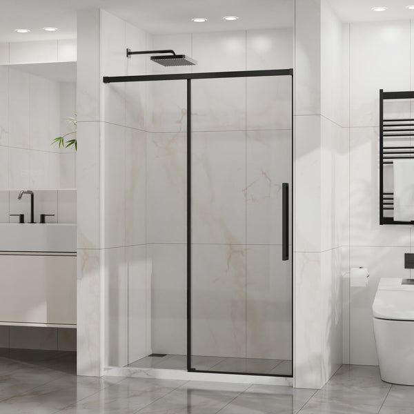 English Elm Goodyo 48" W X 72" H Sliding Shower Door - Modern Semi-Frameless Design With Easy-Clean Glass Finish D163118747