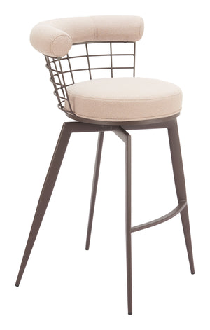 Zuo Modern Saku Swivel Barstool In Beige & Brown - Modern Design With Durable Fabric For Home Or Hospitality Use Beige 100% Polyester,Steel 110821-zuo-modern