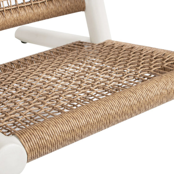 English Elm Jennifer Taylor Home - Atlas Adirondack Chair Natural Beige | All-Weather Wicker, Teak Armrests, Rust-Resistant Aluminum, Relaxed Recline Comfort B2719P320846