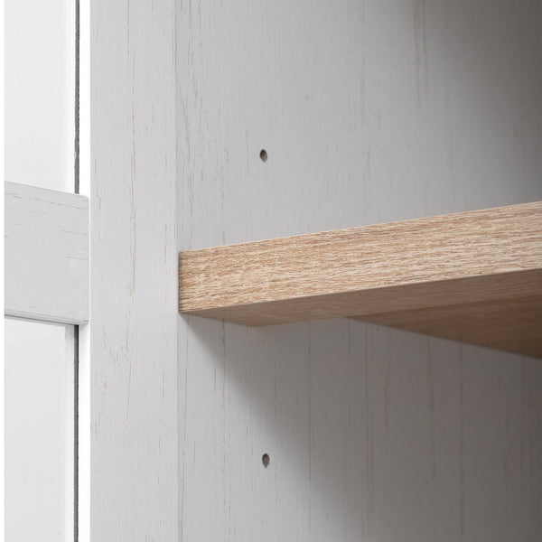 English Elm K&K Arched 71" Kitchen Pantry Cabinet with Glass Doors, Brass Handles, Adjustable Shelves & Drawer White N707P288969W