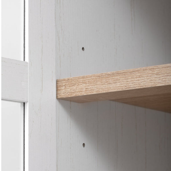 English Elm K&k Arched Farmhouse Pantry Cabinet Glass Doors Hidden Drawer Two Tone Kitchen Storage White N707S288969W