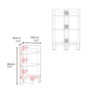 English Elm Corner Table Sharon Engineered Wood Three-Tier Corner Shelf White — Space-Saving Living Room Storage, Durable Design B092P238755
