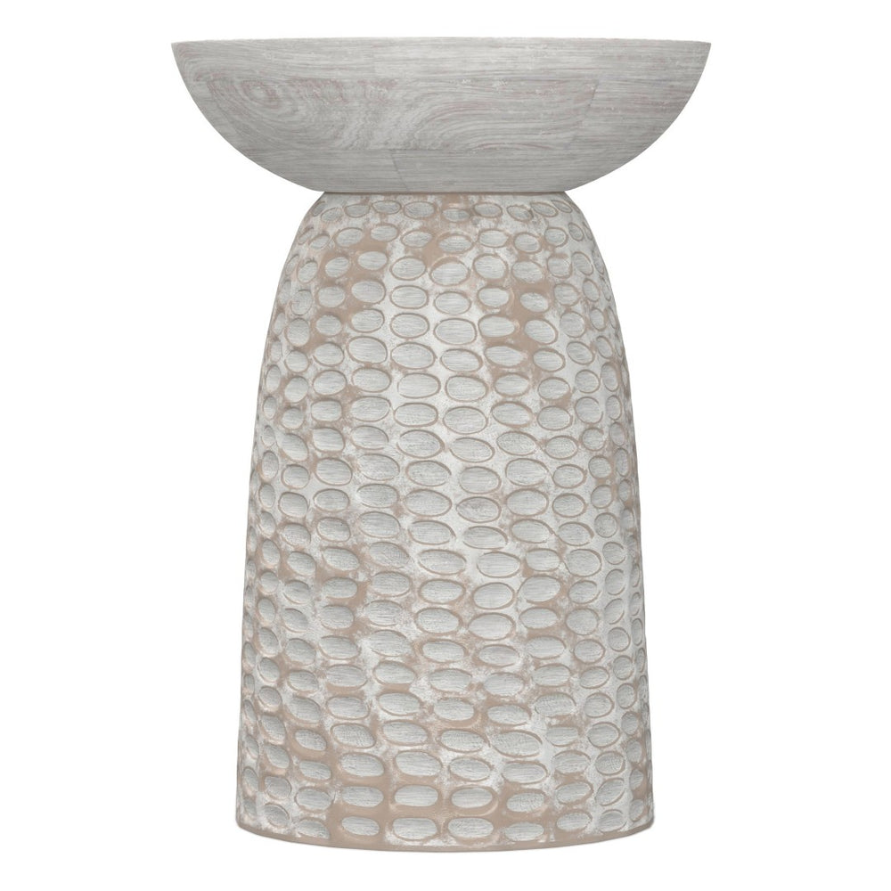 English Elm Boyd Hand-carved Solid Mango Wood Accent Table with White Finish for Modern Living White Washed B136P414661