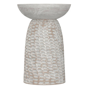 English Elm Boyd Hand-carved Solid Mango Wood Accent Table with White Finish for Modern Living White Washed B136P414661