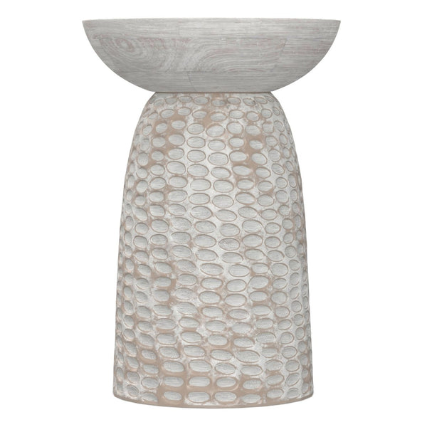 English Elm Boyd Hand-carved Solid Mango Wood Accent Table with White Finish for Modern Living White Washed B136P414661