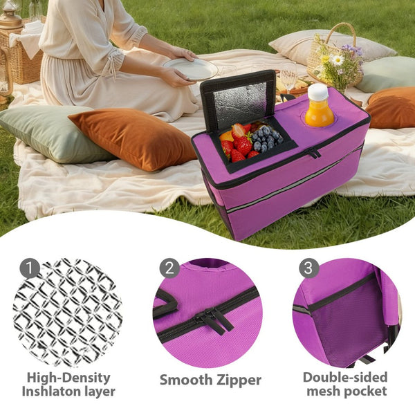 English Elm 3-in-1 Folding Wagon with Convertible Bench Seat Steel Frame 500lb All Terrain Purple W2932P390468
