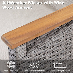English Elm 73.2" Outdoor Handwoven Rattan 3 Seat Sofa with Olefin Cushions for Porch or Patio Beige T3773P418279