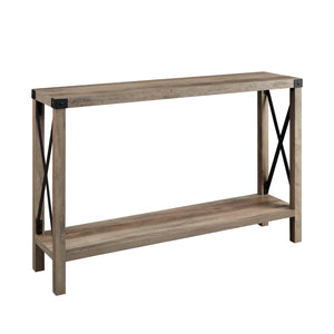 English Elm Walker Edison - Modern Metal-X Entry Table with Lower Shelf — Farmhouse Industrial Accent, Durable MDF Construction Gray Wash 51 L x 15 W x 6 H B185P169284