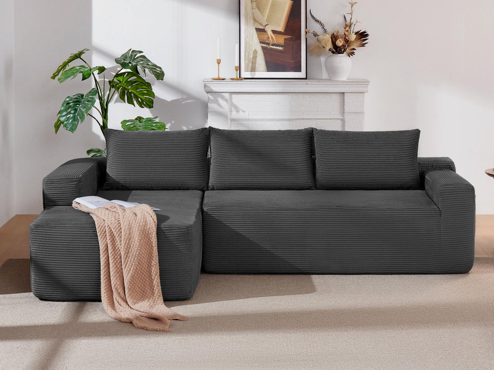 English Elm 105" Cloud Modular Sectional Corduroy Upholstered Deep Seat Sofa for Living Room W3975S00011