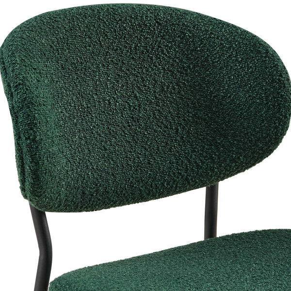 English Elm Dark Green Boucle Dining Chairs Set Of 2 - Stylish, Comfortable, Metal Legs For Modern Spaces W1164P195056