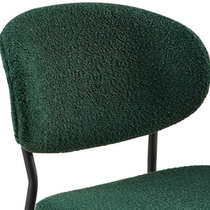 English Elm Dark Green Boucle Dining Chairs Set Of 4 - Mid-Century Modern Style With Curved Backrest & Metal Legs W1164P195043