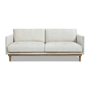 English Elm Jennifer Taylor Home - Haven 83" Flange-Arm Oak Sofa in Marled Gray Chenille — Rustic Oak Base, Reversible Cushions, Durable Support B2719P238350