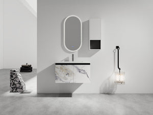 English Elm 12" Bathroom Side Cabinet - Modern Wall-Mounted Design With Soft-Close Doors For Stylish Storage W999P248645