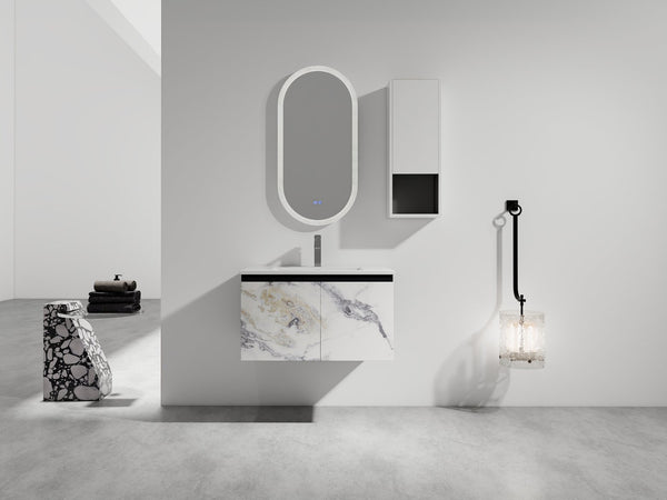 English Elm 12" Bathroom Side Cabinet - Modern Wall-Mounted Design With Soft-Close Doors For Stylish Storage W999P248645