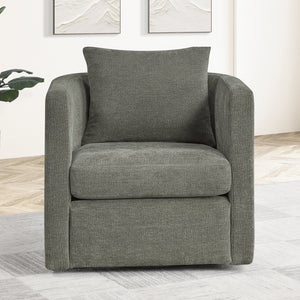 English Elm Sutton Ultra-Soft Gray Swivel Barrel Chair with Pocket Coil Seat, Reversible Cushions, Stain-Resist B050P322585