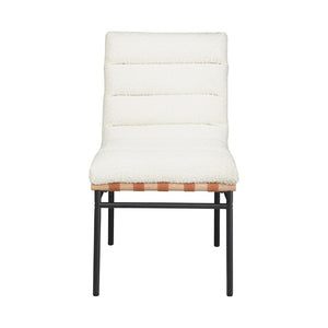 English Elm Set Of 2 Elegant White Boucle Upholstered Dining Chairs With Black Iron Legs For Modern Spaces B016P392718-GIGA