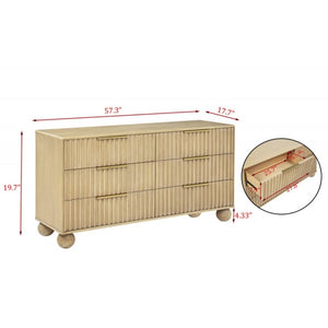 English Elm Modern Light Oak Five Piece Queen Bedroom Set with Fluted Fronts and Bun Feet B011S02293