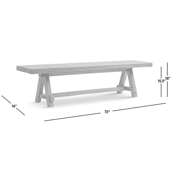 English Elm Hawthorne Reclaimed Elm Trestle Dining Bench Solid Wood Farmhouse Seat 72 Inch Brown B2719P474442