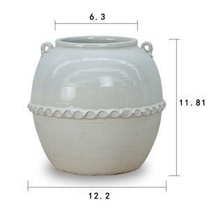 Lilys 12" Off White Ceramic Pot With Lace Decoration 8541-1